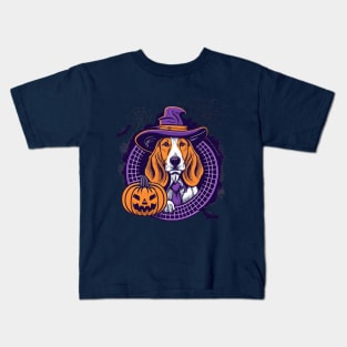 Basset Hound Pumpkin Kids T-Shirt